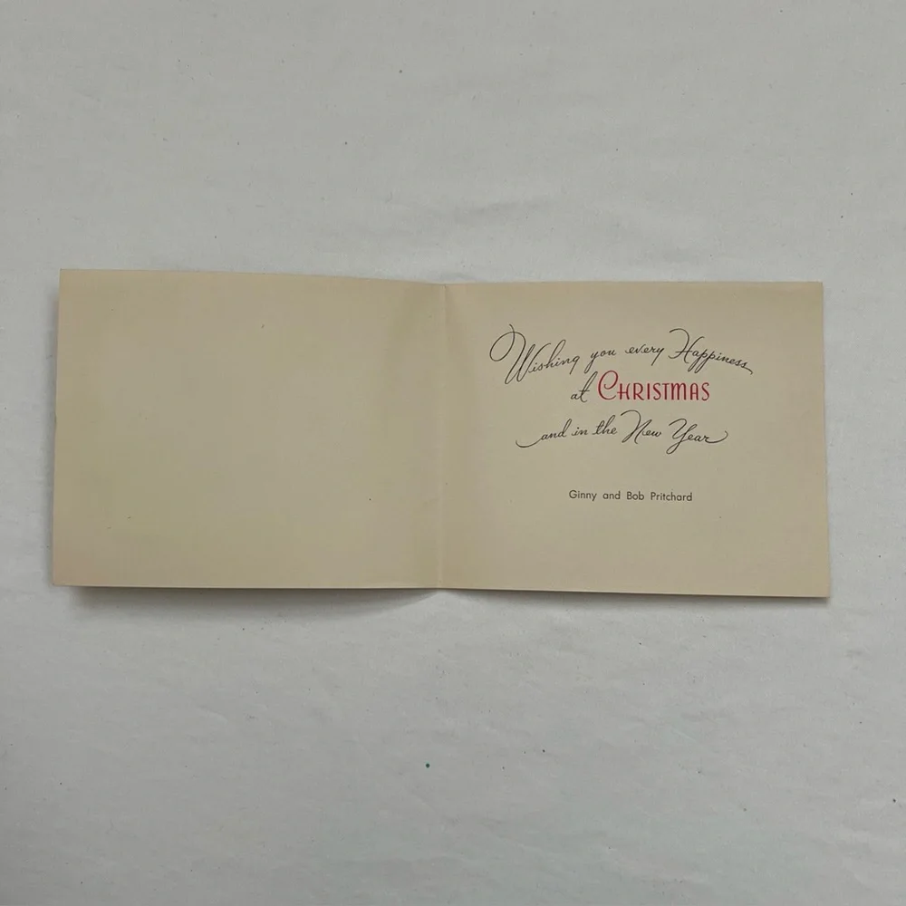 4 Christmas Cards VINTAGE Unbranded Unused WITH Names NO Envelopes 1949 - 1952